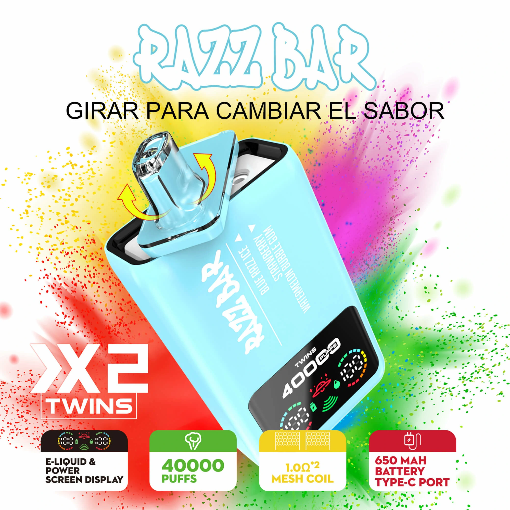 Razz Bar, 40 000 szívás, 2-in-1-es eldobható e-cigi, fotó 4