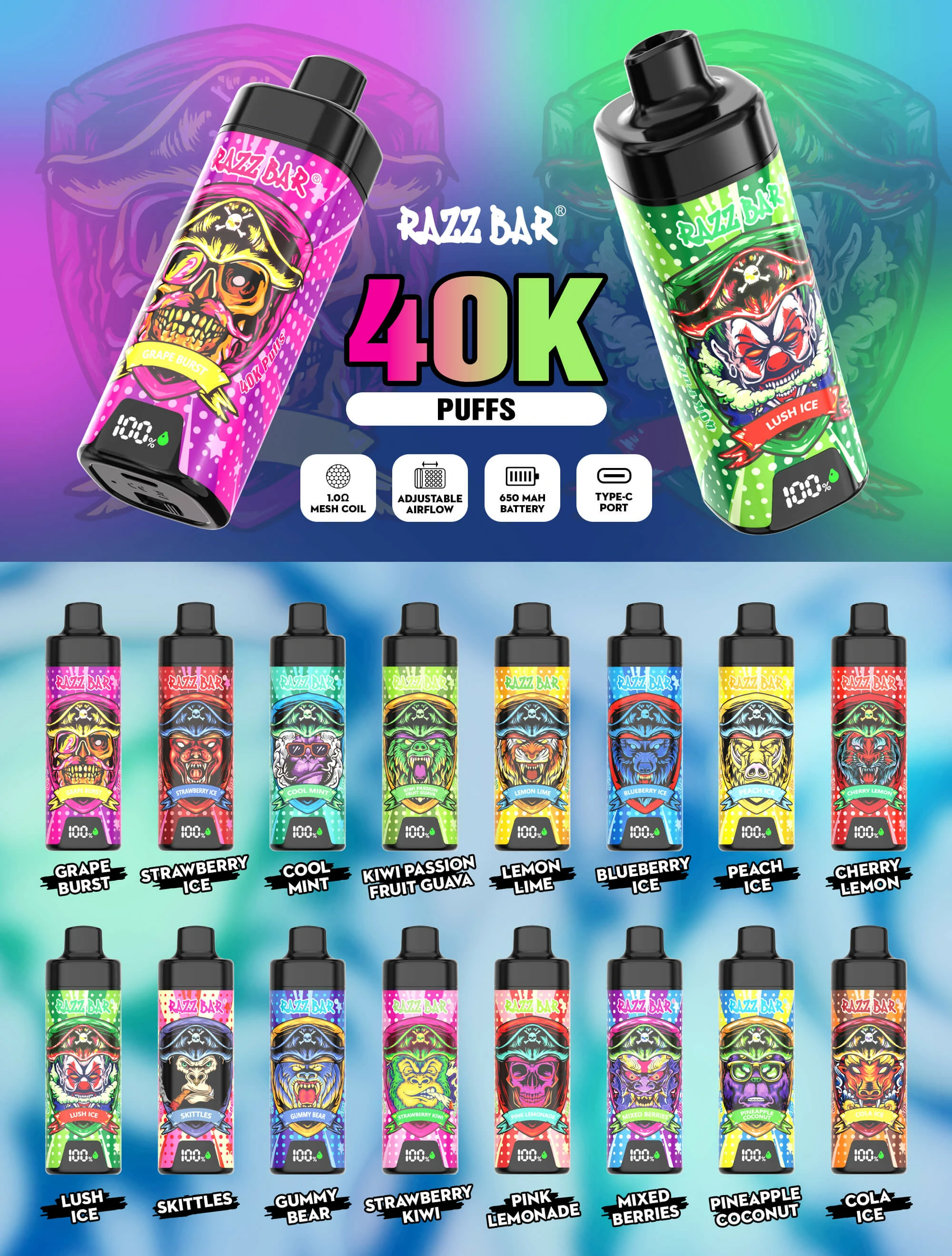 Razz Bar 40000 Puffs Disposable Vape, photo 7