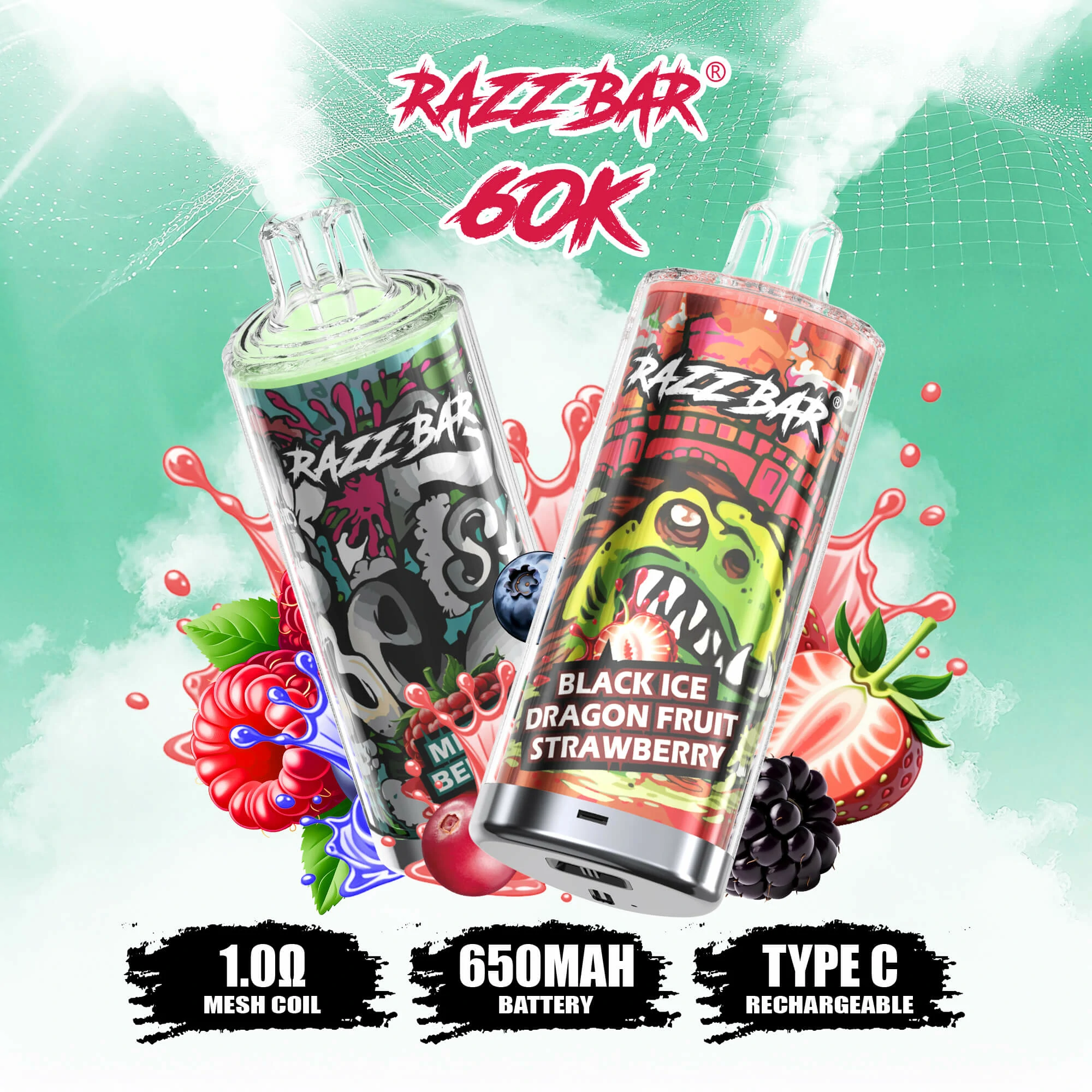 Razz Bar 60000 Puffs Disposable Vape, photo 3