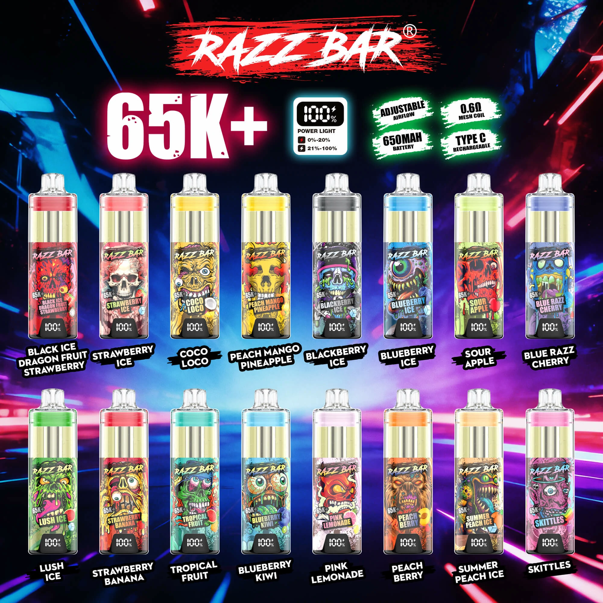 Razz Bar, Einweg-E-Zigarette mit 65.000 Zügen, Foto 6