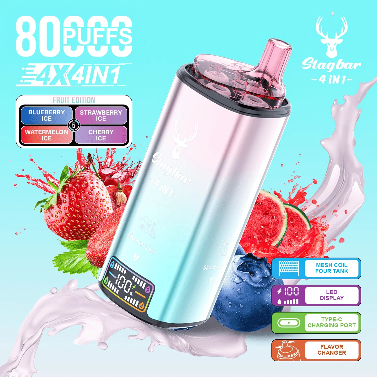 Stag Bar 80000 Puffs 4-in-1 Disposable Vape, photo 2