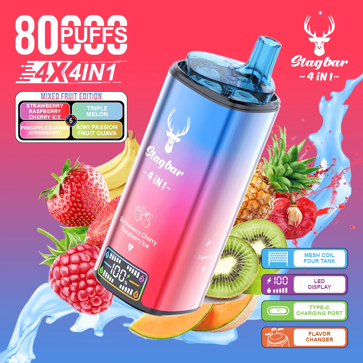 Stag Bar 80000 Puffs 4-in-1 Disposable Vape, photo 3