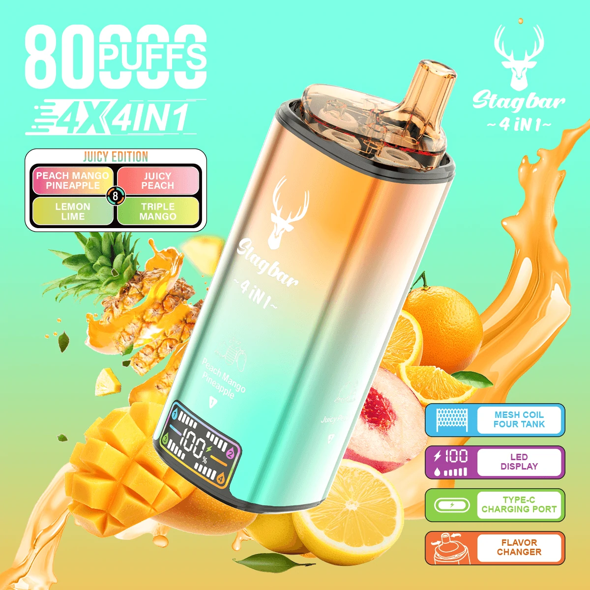 Stag Bar 80000 Puffs 4-in-1 Disposable Vape, photo 5