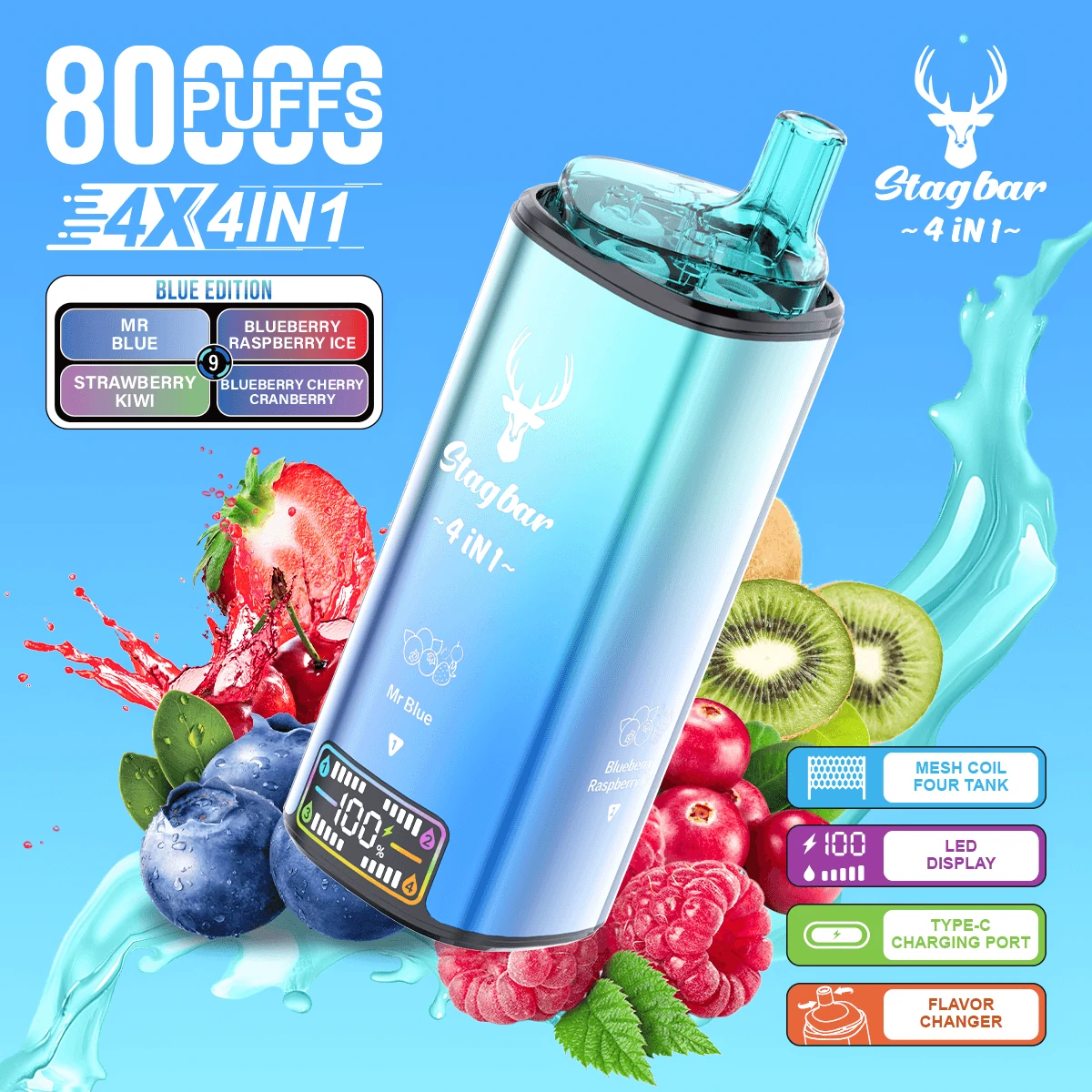 Stag Bar 80000 Puffs 4-in-1 Disposable Vape, photo 6