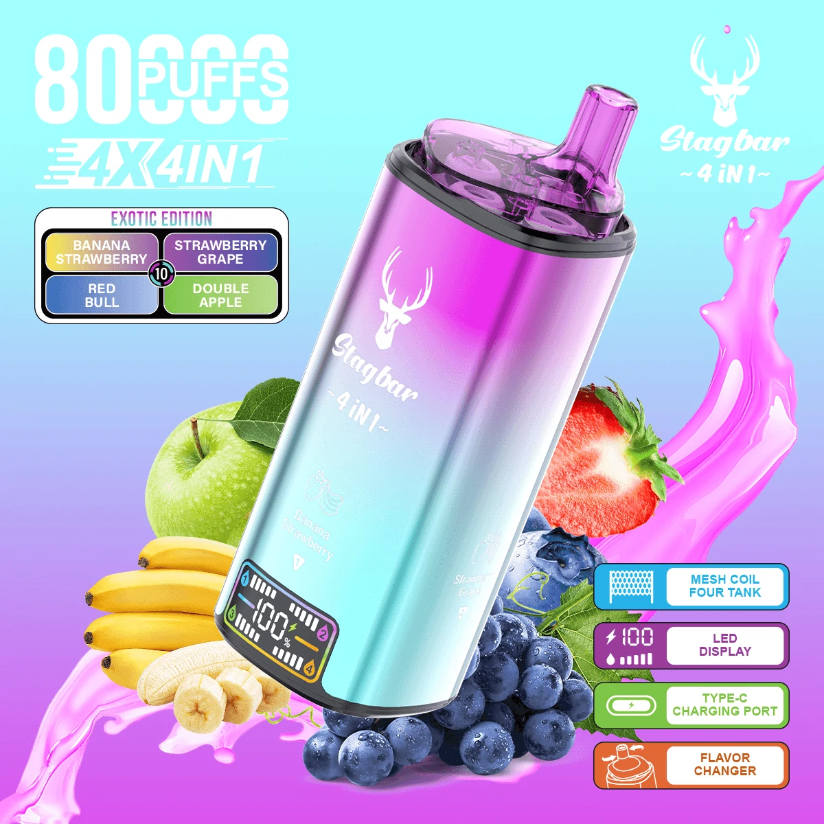 Stag Bar 80000 Puffs 4-in-1 Disposable Vape, photo 7