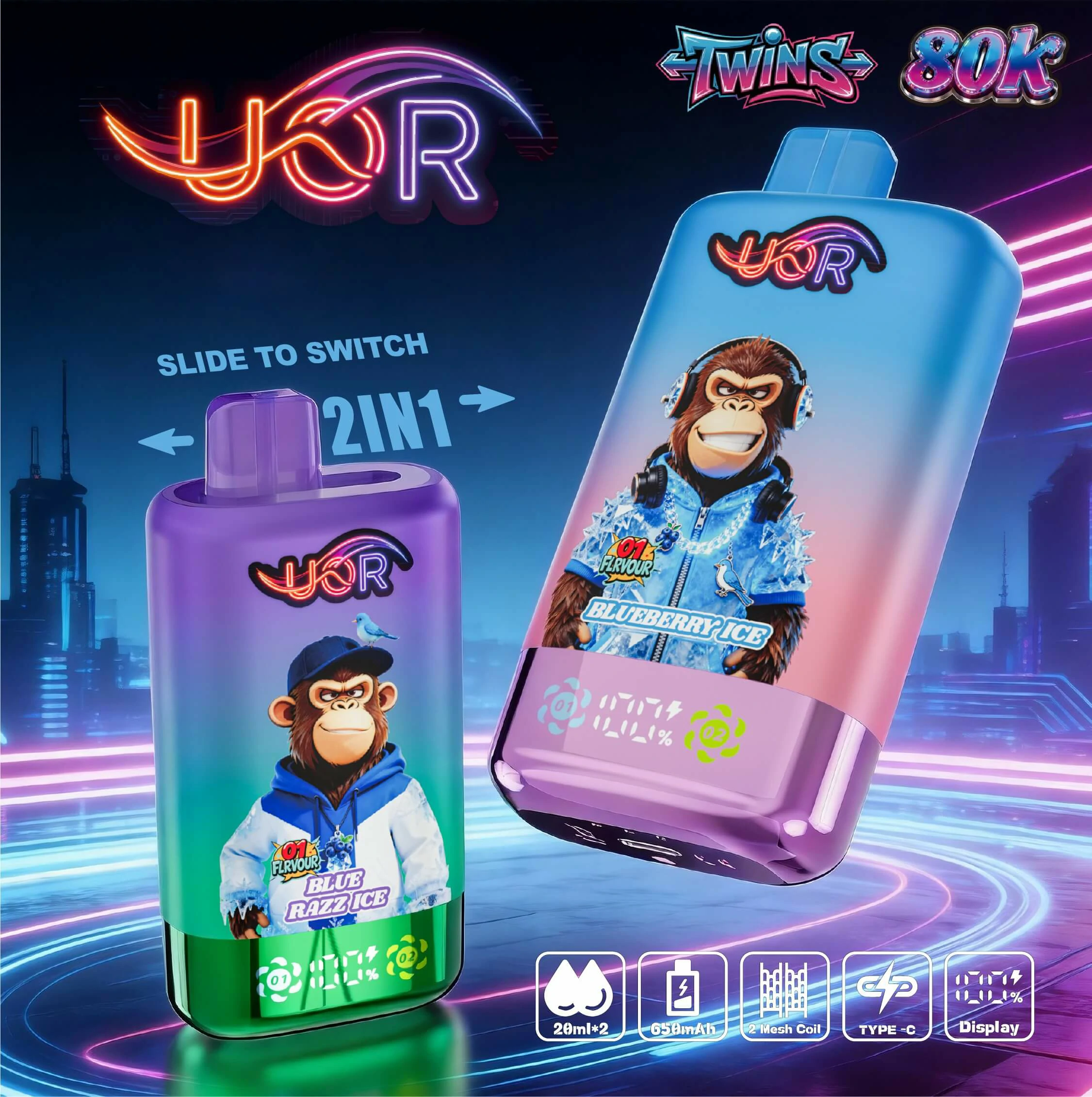 UOR 80000 Puffs 2-in-1 Disposable Vape