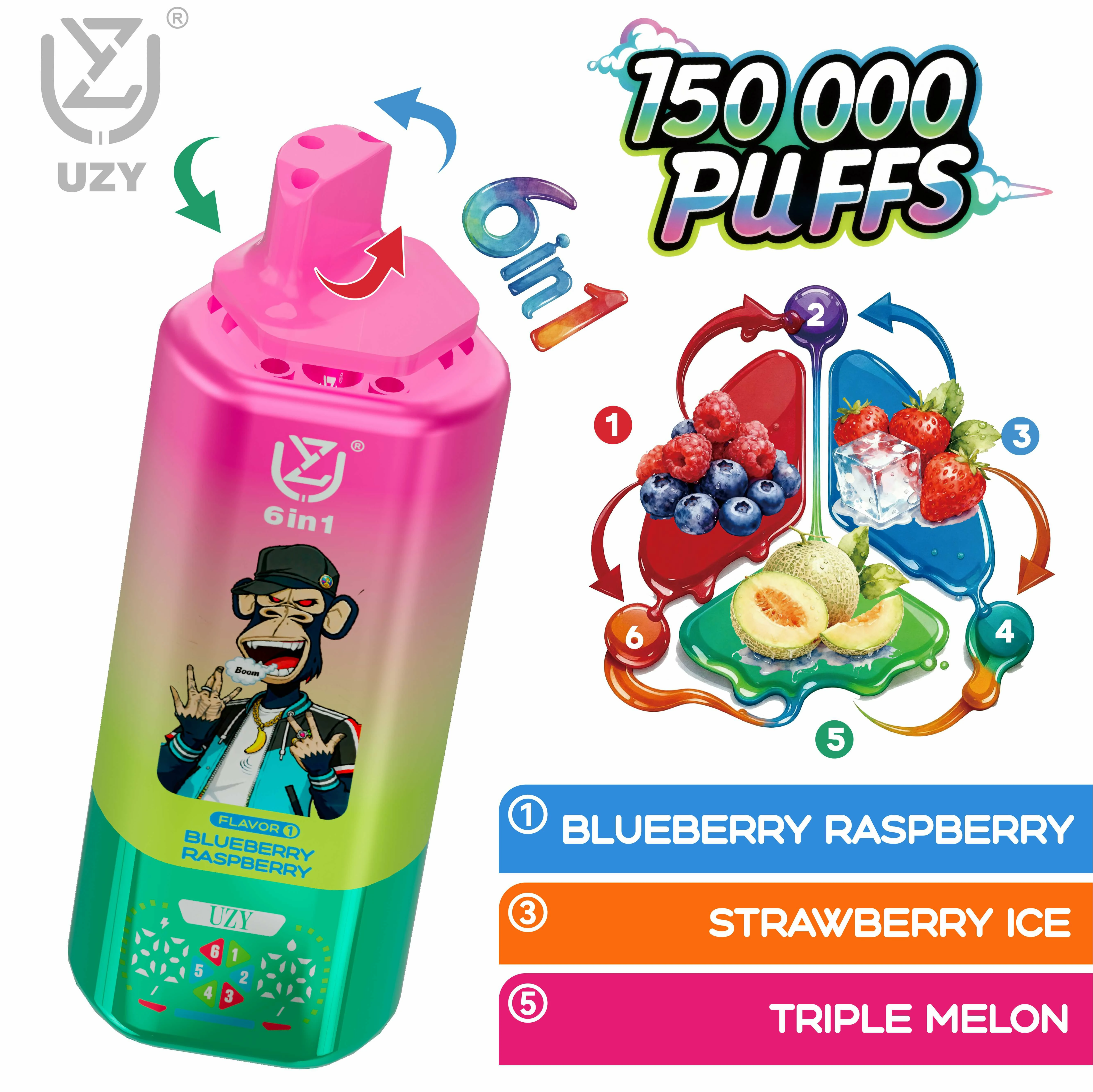 UZY 150000 Puffs 6-in-1 Disposable Vape, photo 5