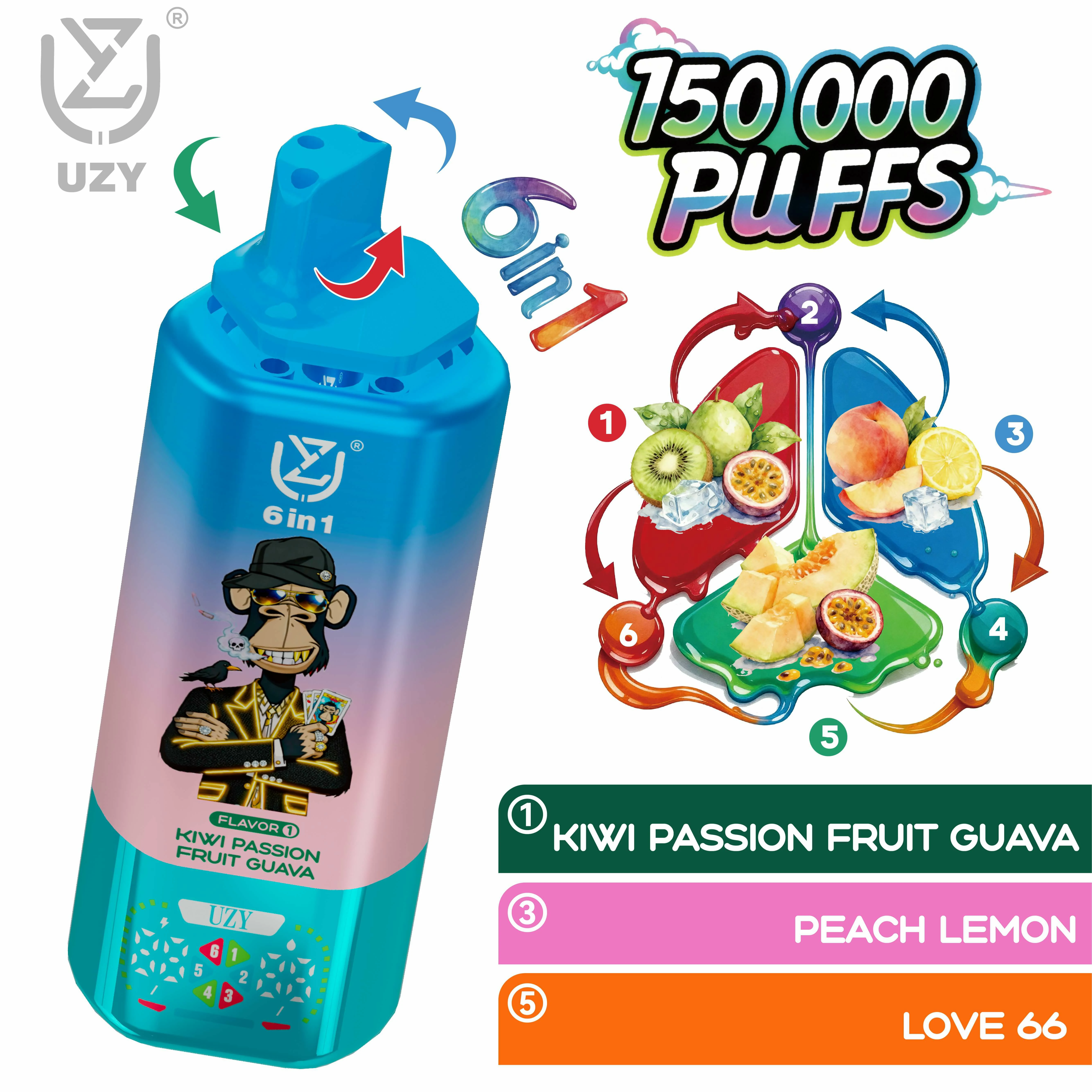 UZY 150000 Puffs 6-in-1 Disposable Vape, photo 7