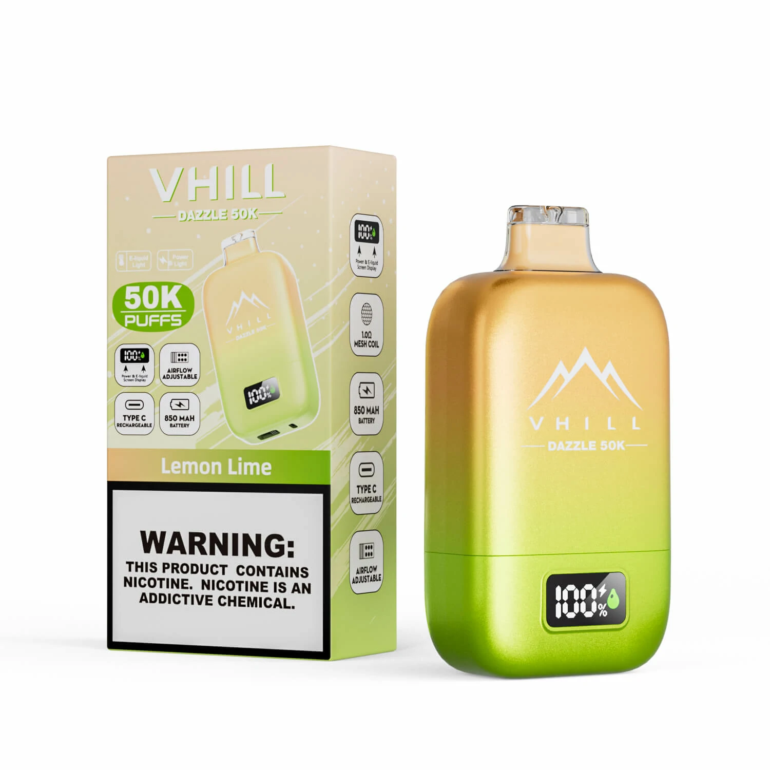 Jednorázový vaporizér VHILL, 50 000 potáhnutí, fotografie 4