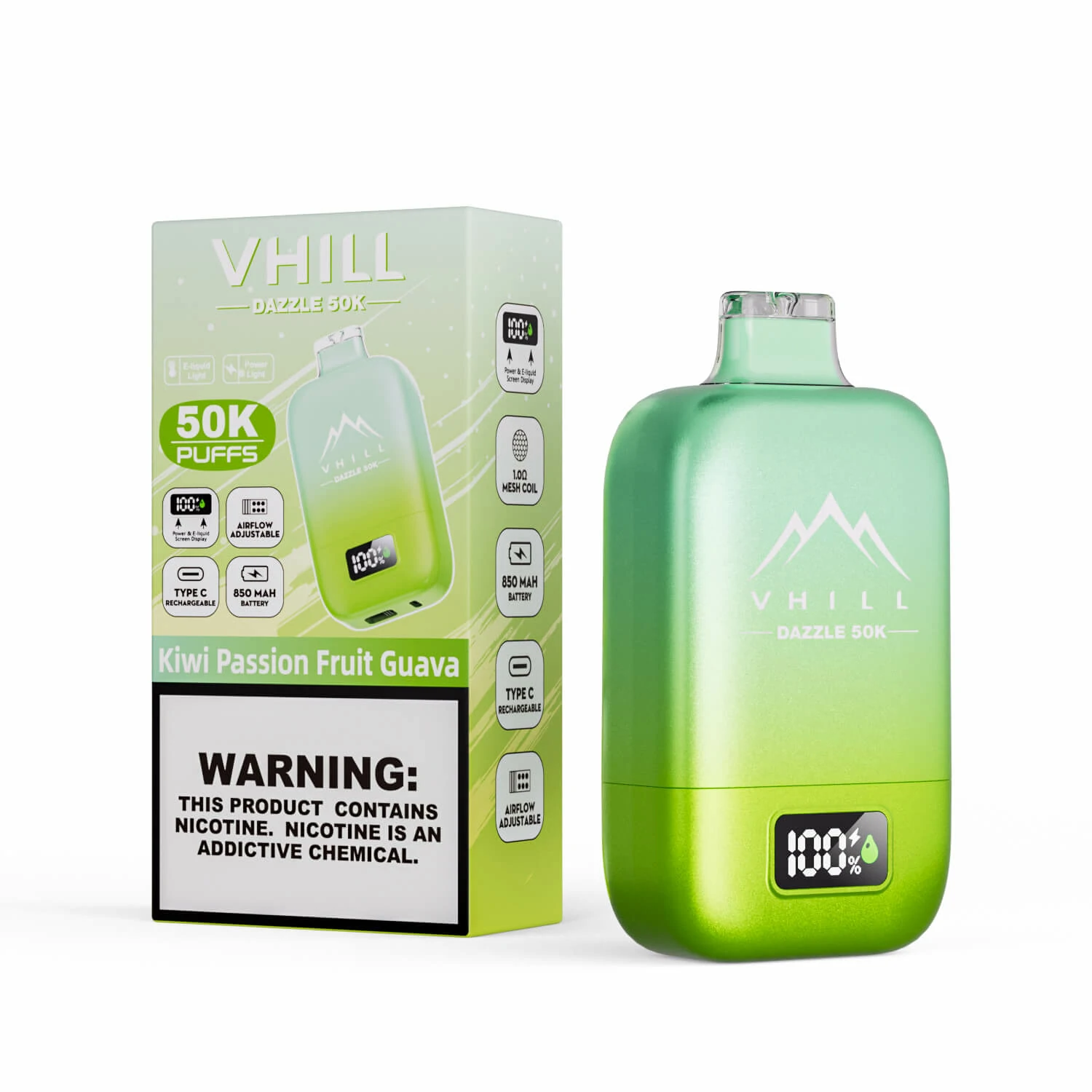 Jednorázový vaporizér VHILL, 50 000 potáhnutí, fotografie 6