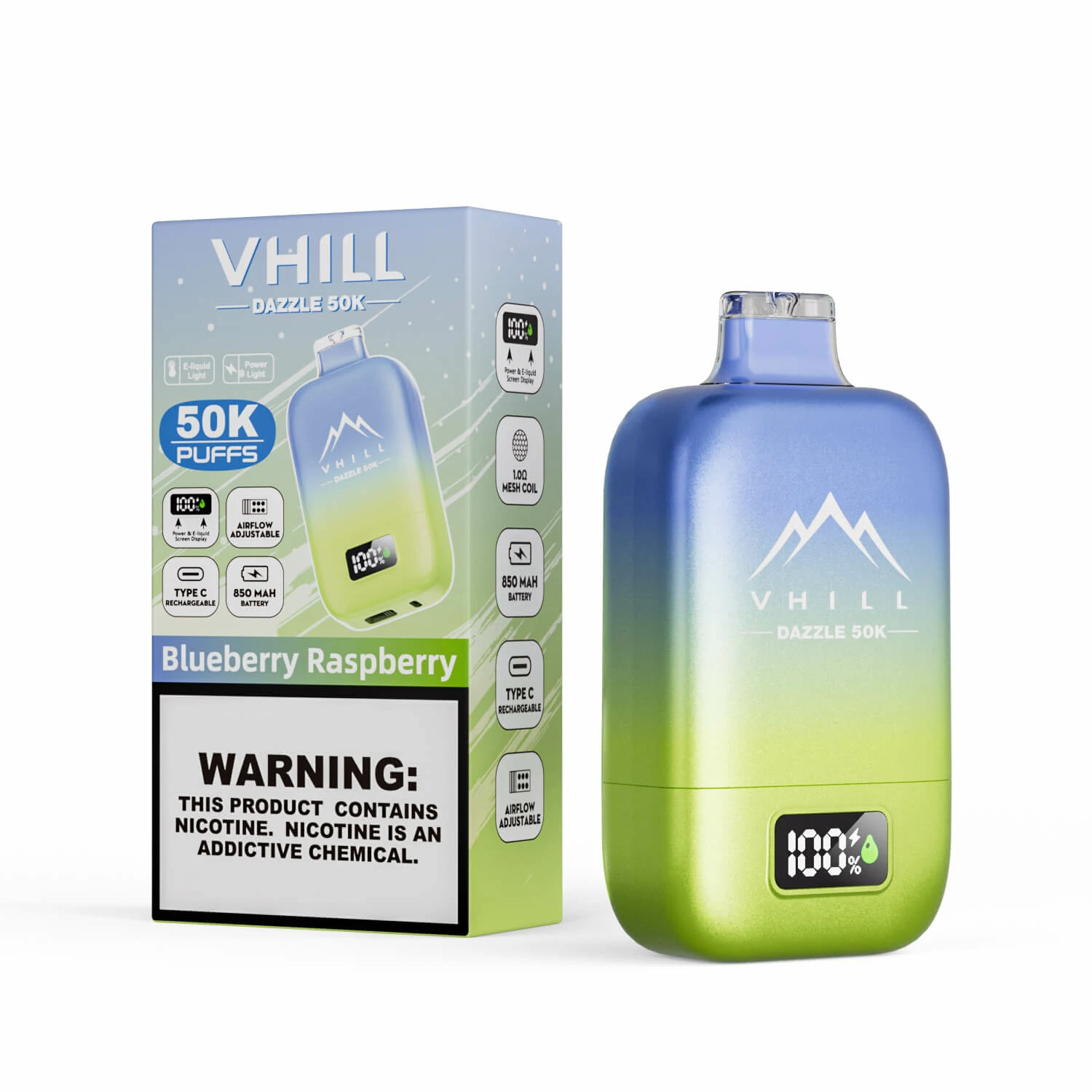 Jednorázový vaporizér VHILL, 50 000 potáhnutí, fotografie 7