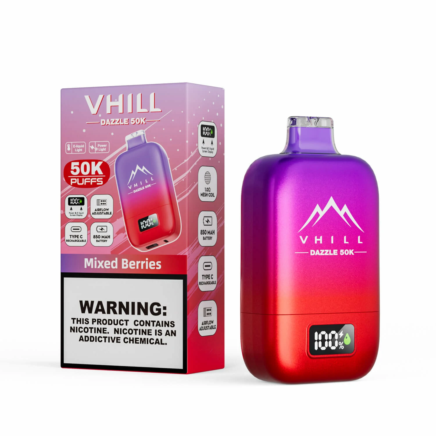Jednorázový vaporizér VHILL, 50 000 potáhnutí, fotografie 9
