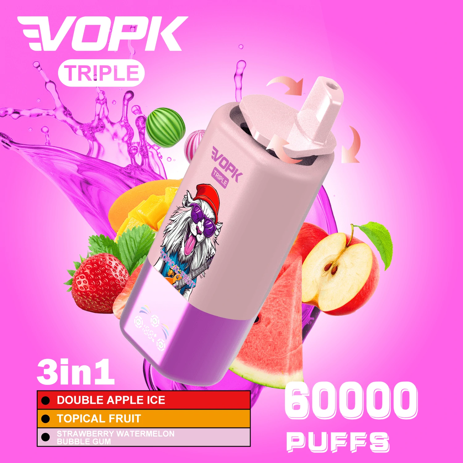 VOPK 60000 Puffs 3-in-1 Disposable Vape