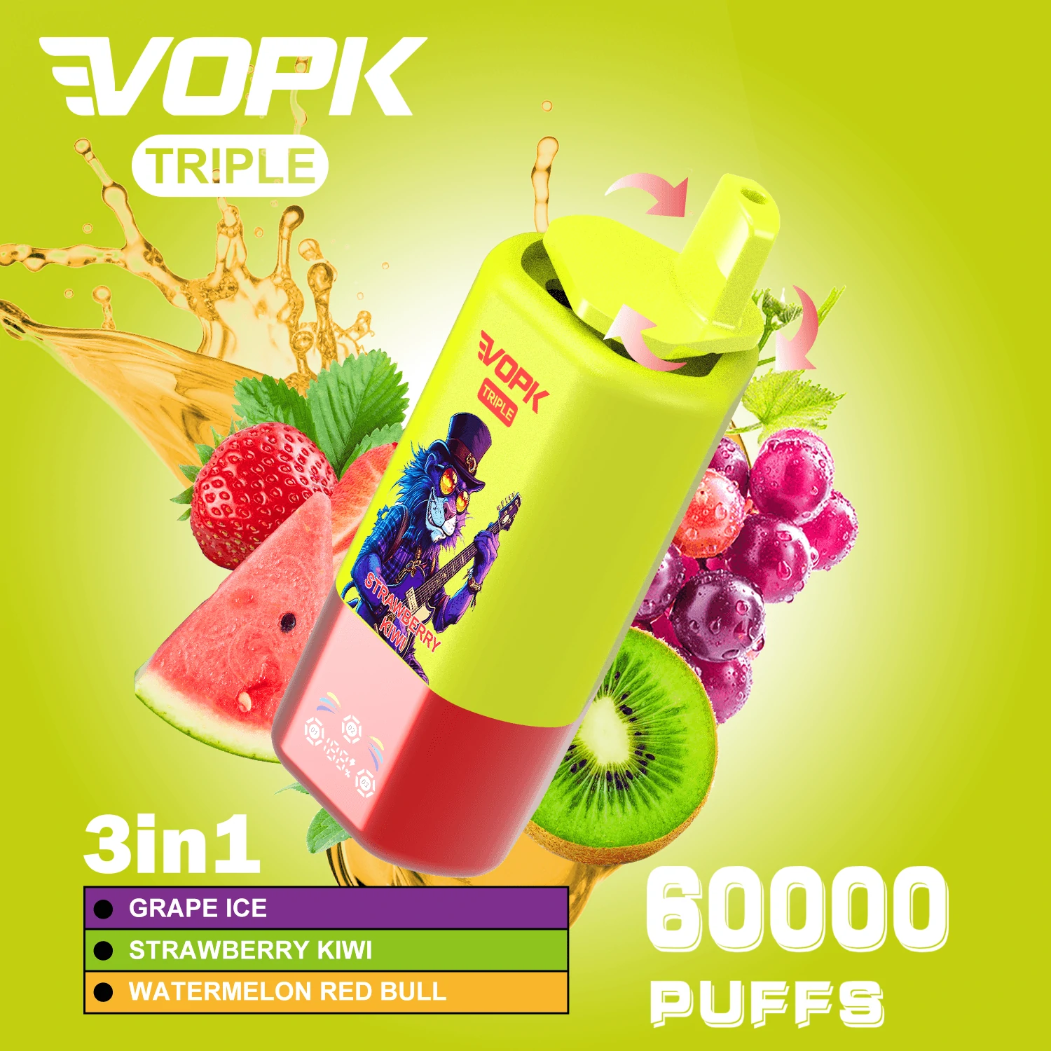 VOPK 60000 Puffs 3-in-1 Disposable Vape, photo 3