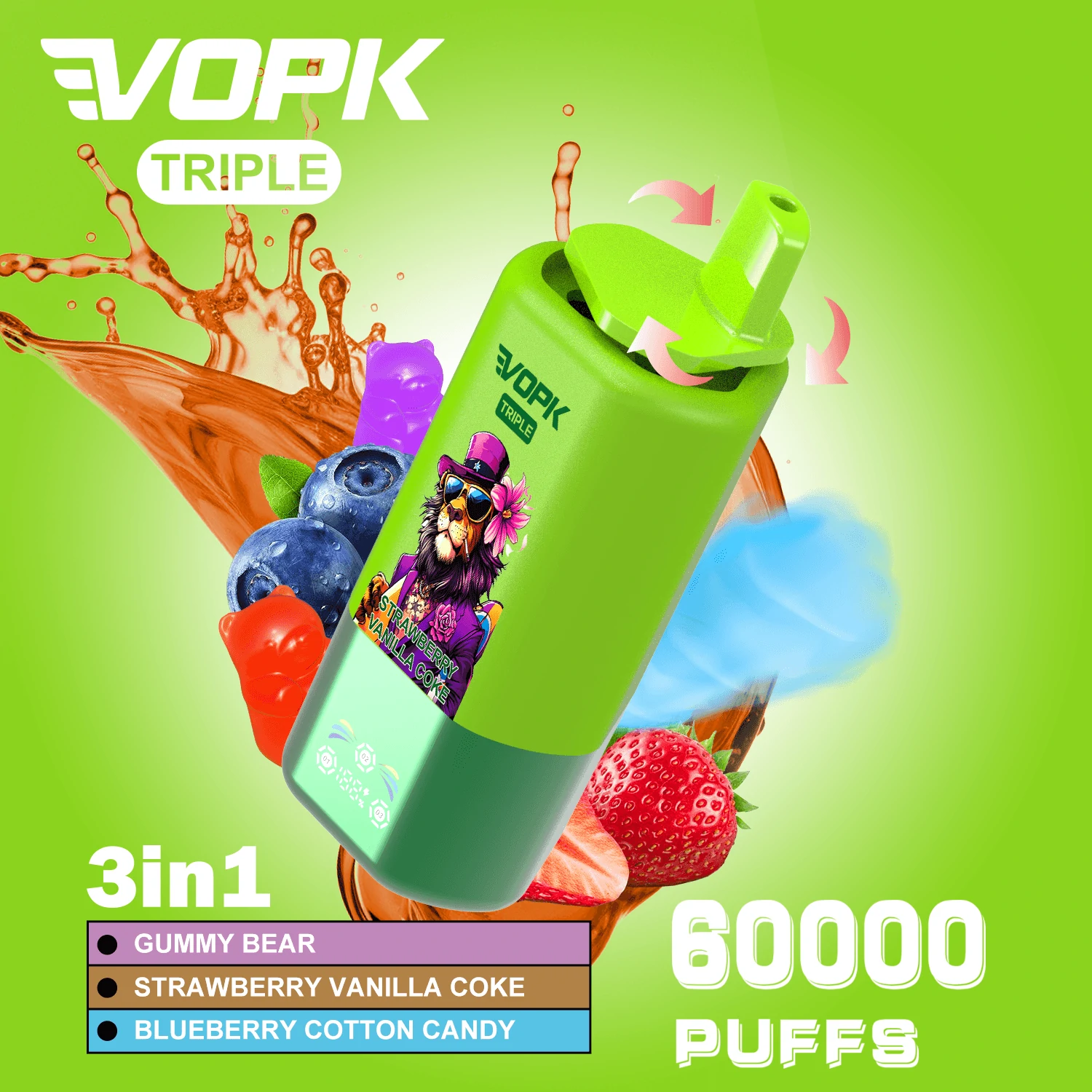 VOPK 60000 Puffs 3-in-1 Disposable Vape, photo 4