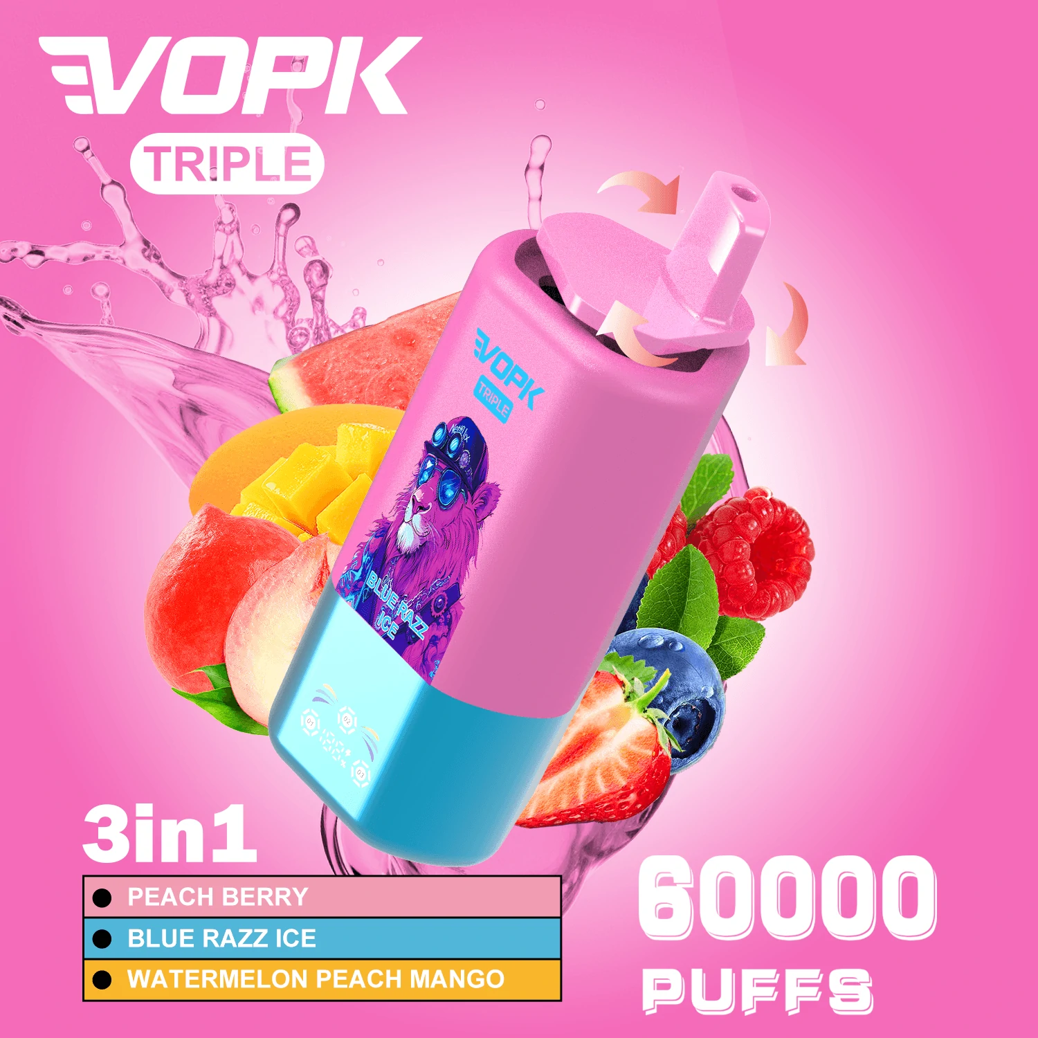 VOPK 60000 Puffs 3-in-1 Disposable Vape, photo 6