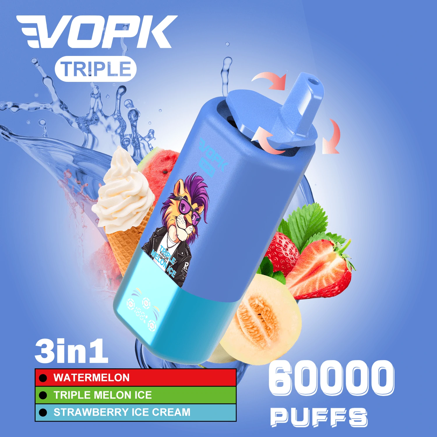 VOPK 60000 Puffs 3-in-1 Disposable Vape, photo 8