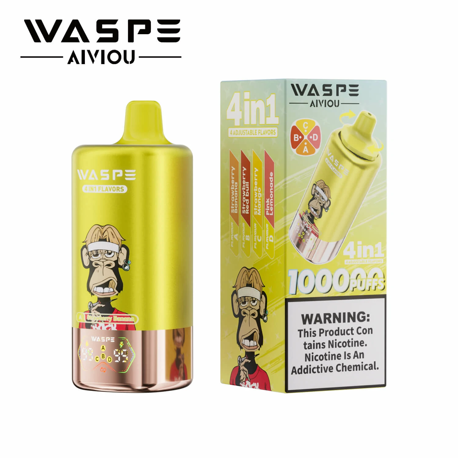Waspe, 100.000 εισπνοές, αναλώσιμο ηλεκτρονικό τσιγάρο 4-in-1, φωτογραφία 3