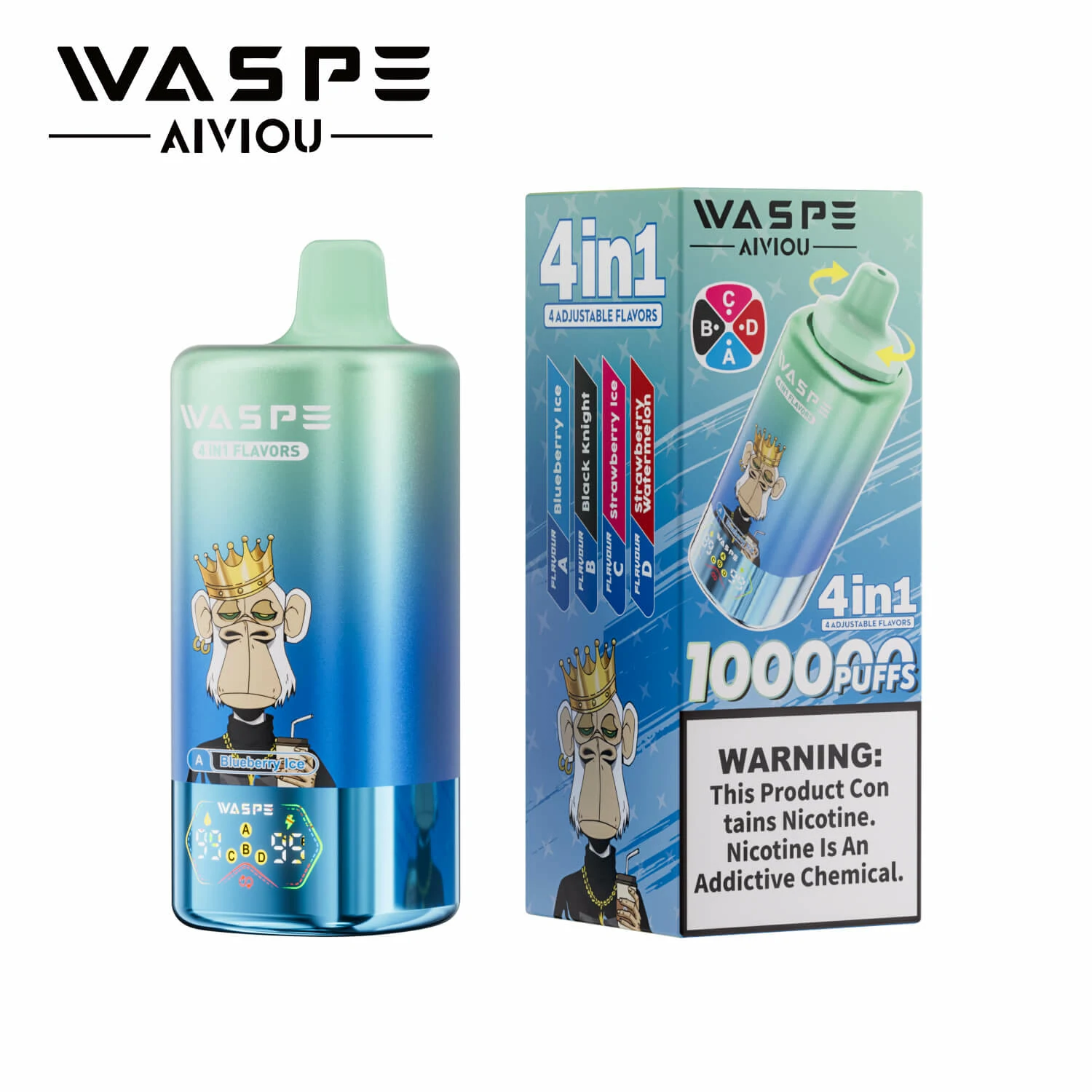 Waspe, 100.000 εισπνοές, αναλώσιμο ηλεκτρονικό τσιγάρο 4-in-1, φωτογραφία 4