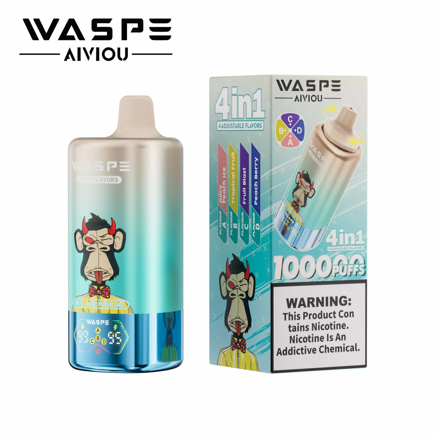 Waspe, 100.000 εισπνοές, αναλώσιμο ηλεκτρονικό τσιγάρο 4-in-1, φωτογραφία 6