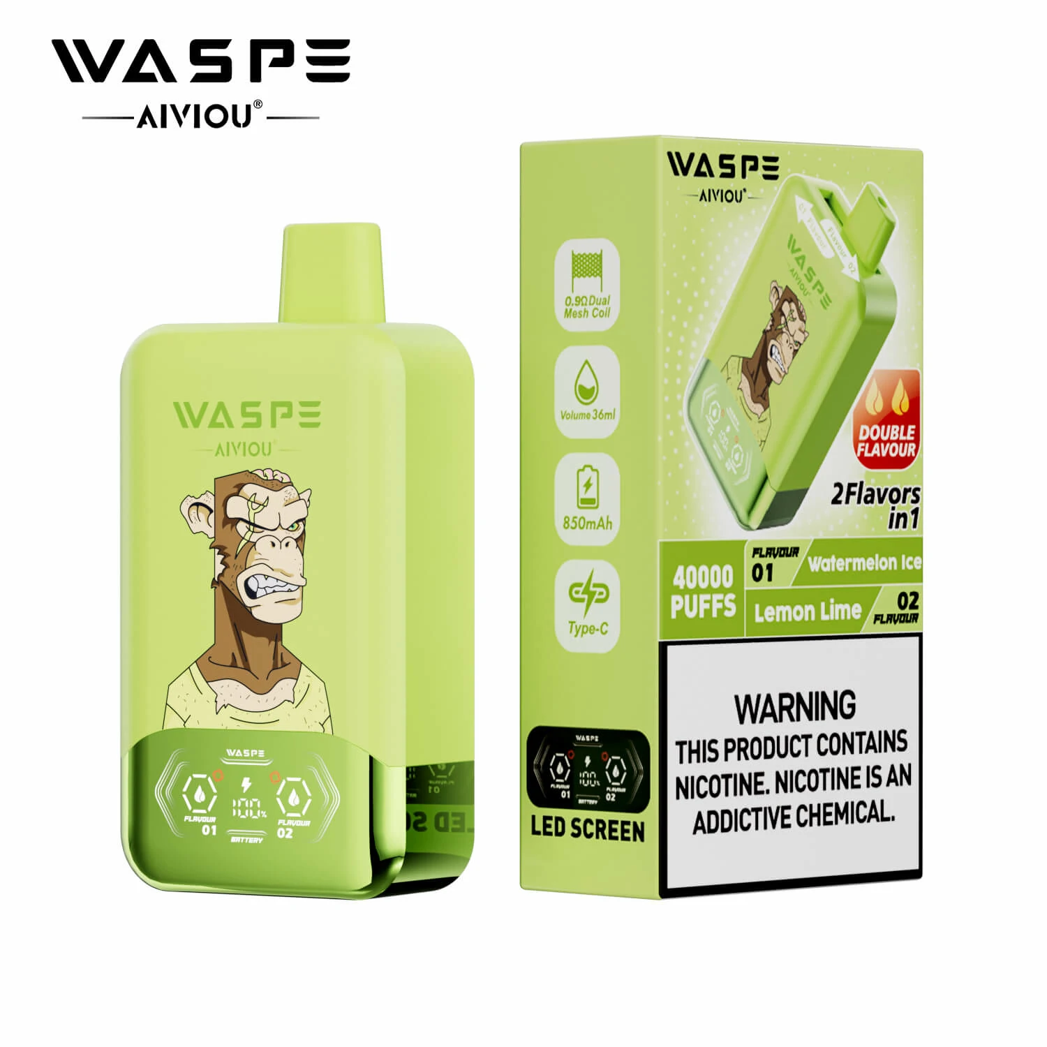 Waspe, 40 000 potáhnutí, jednorázový vaporizér typu 2-in-1, fotografie 4