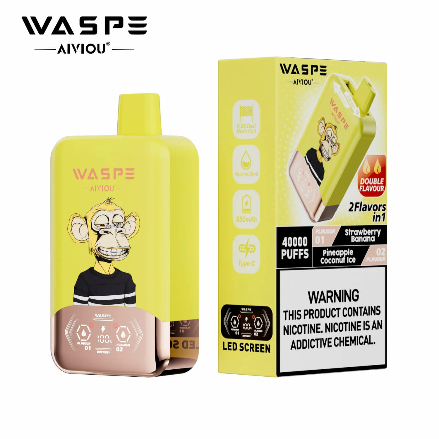 Waspe, 40 000 potáhnutí, jednorázový vaporizér typu 2-in-1, fotografie 7