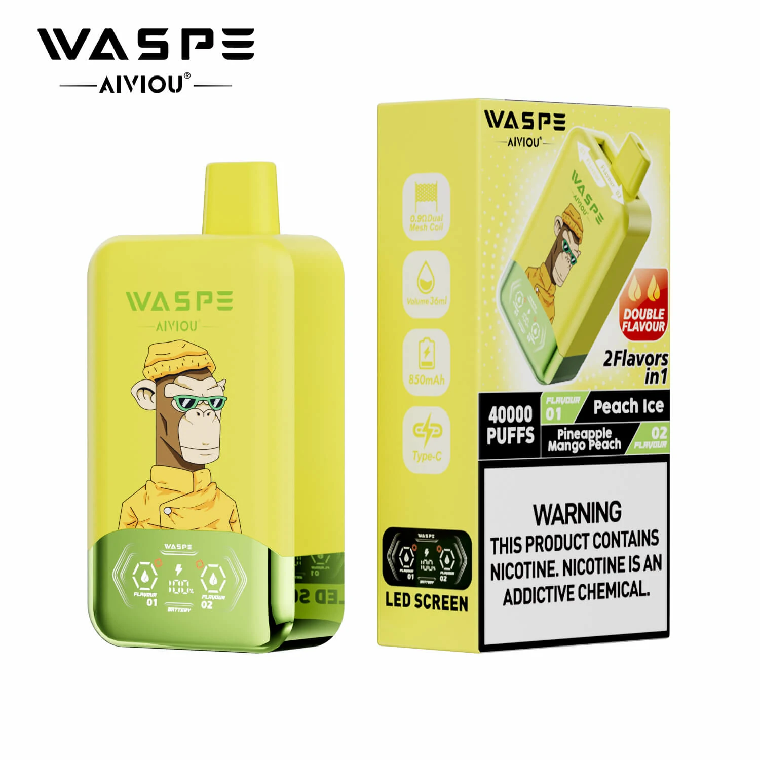 Waspe, 40 000 potáhnutí, jednorázový vaporizér typu 2-in-1, fotografie 8