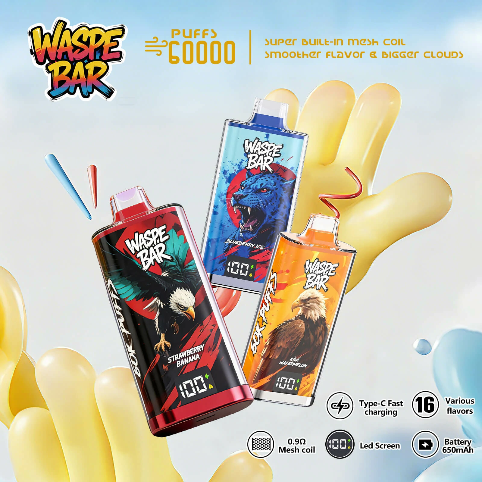 Waspe 60000 Puffs 3-in-1 Disposable Vape