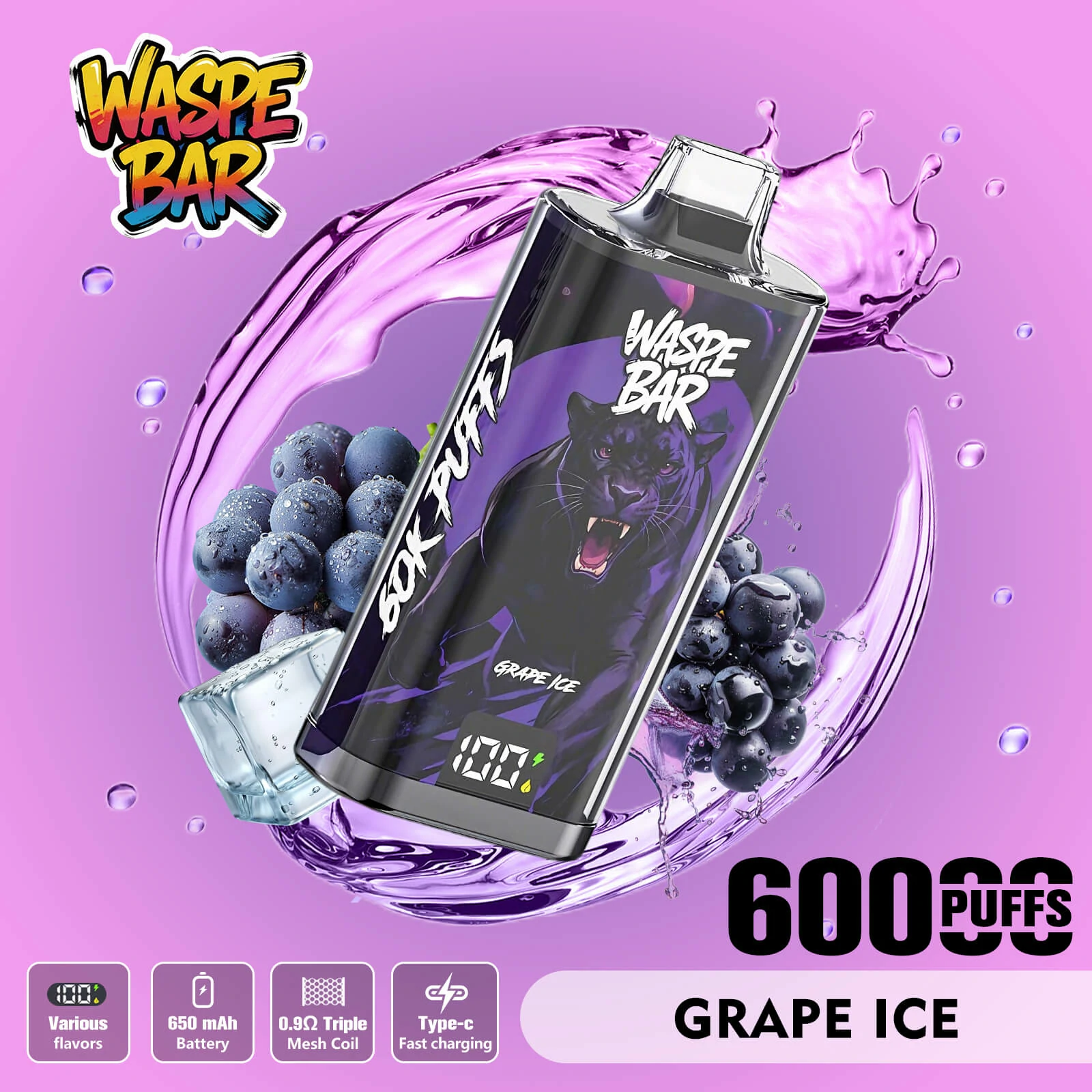 Waspe 60000 Puffs 3-in-1 Disposable Vape, photo 2
