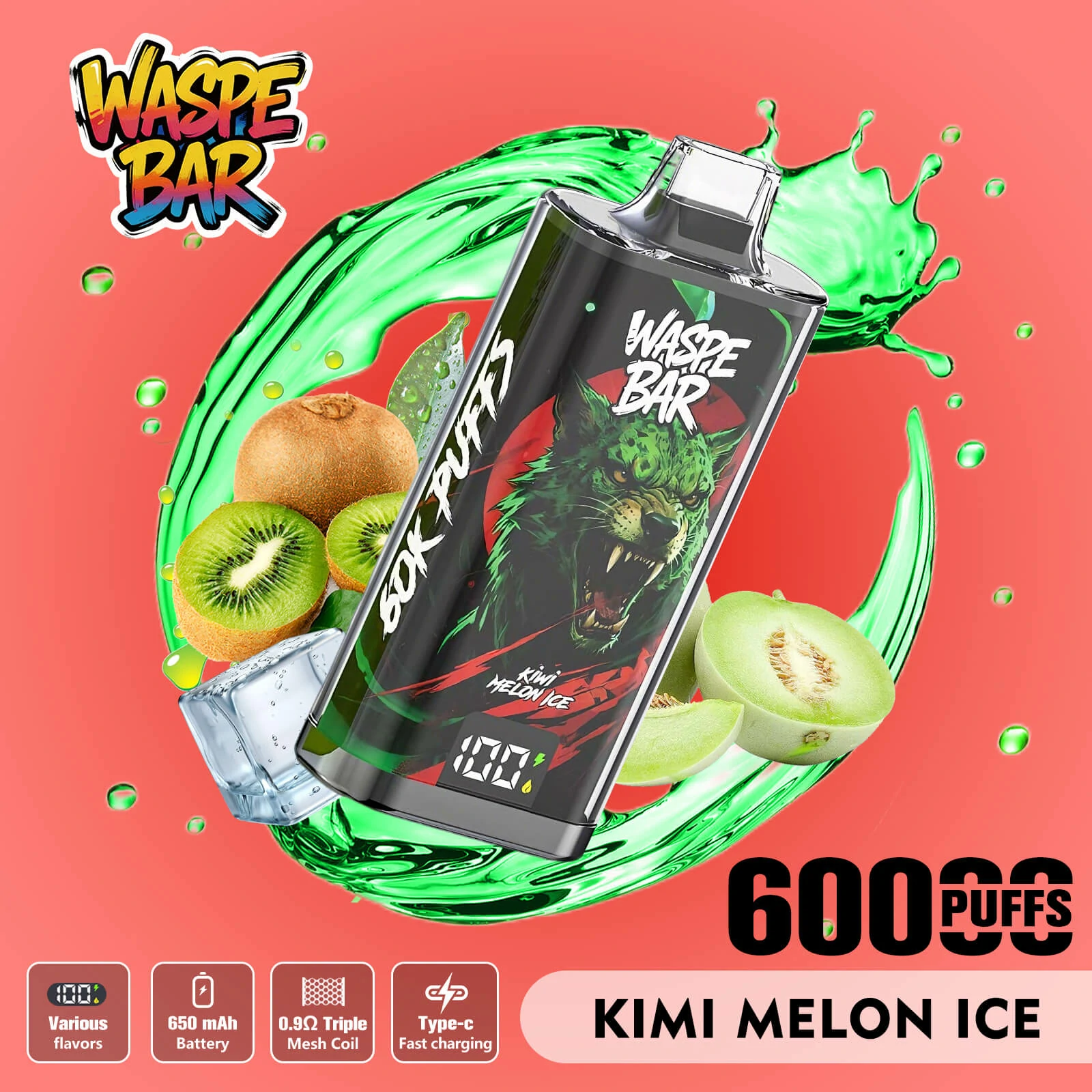 Waspe 60000 Puffs 3-in-1 Disposable Vape, photo 3