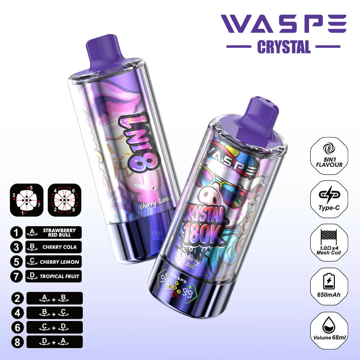 Waspe, 180 000 szívás, 8-in-1-es eldobható e-cigi, fotó 6