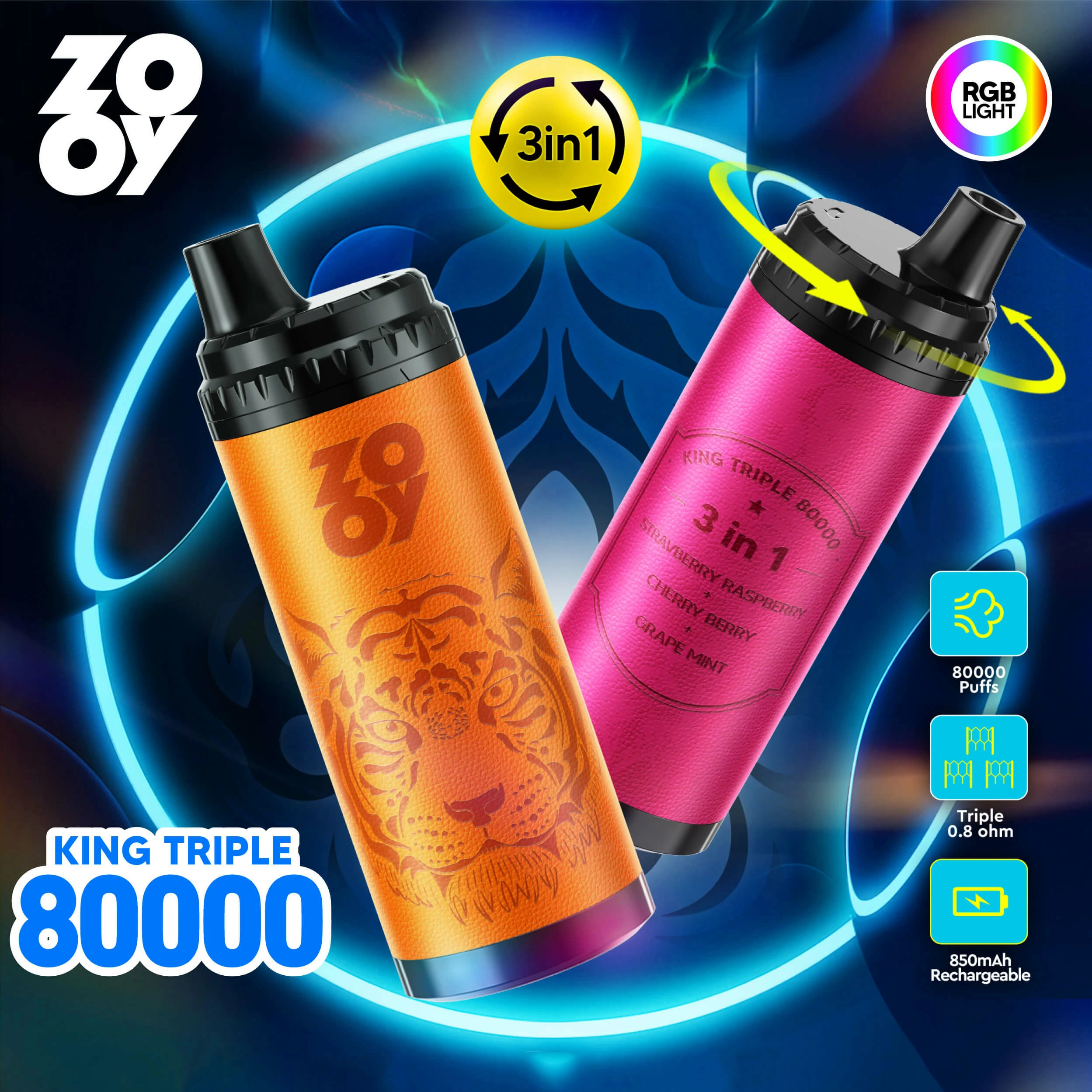 Zooy 80000 Puffs 3-in-1 Disposable Vape