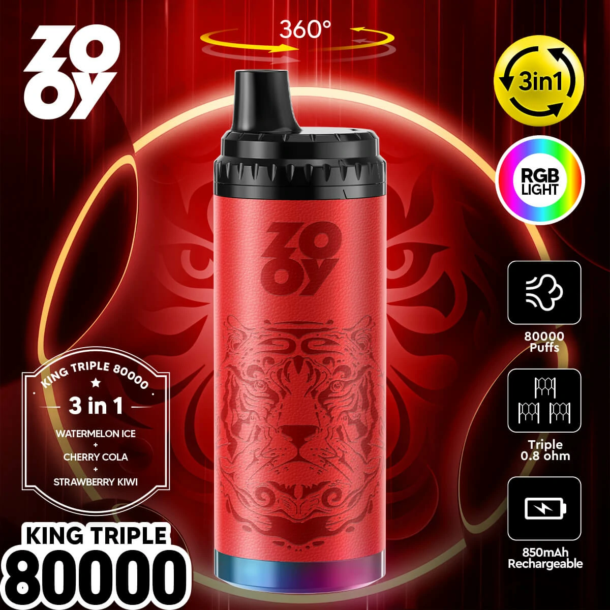 Zooy 80000 Puffs 3-in-1 Disposable Vape, photo 2