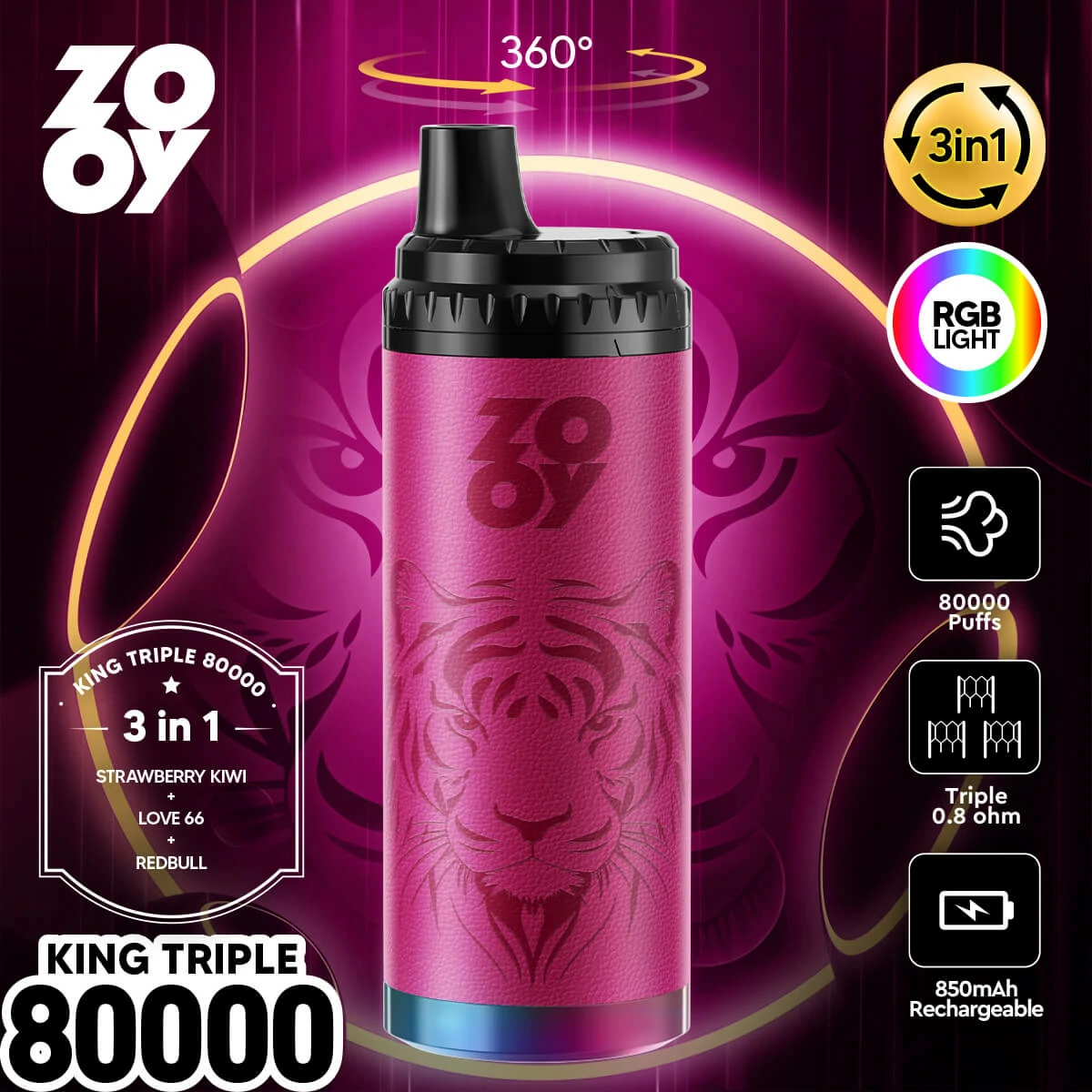 Zooy 80000 Puffs 3-in-1 Disposable Vape, photo 5