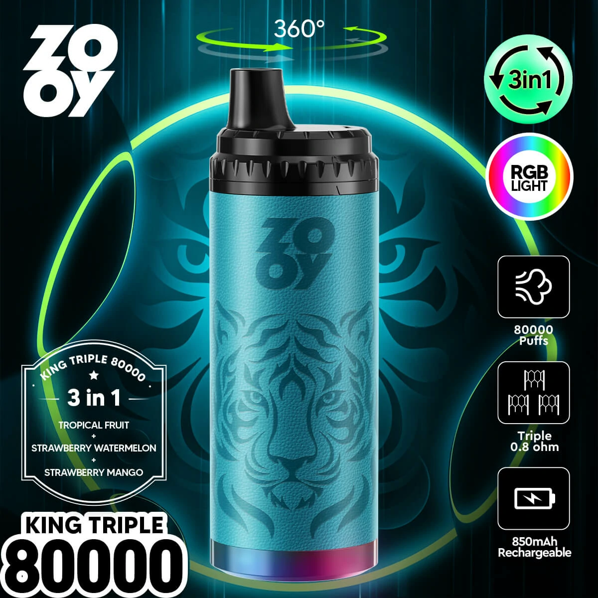 Zooy 80000 Puffs 3-in-1 Disposable Vape, photo 6