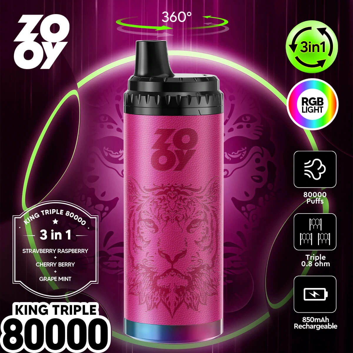 Zooy 80000 Puffs 3-in-1 Disposable Vape, photo 7